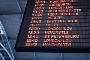 airport departure times sign